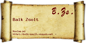 Balk Zsolt névjegykártya